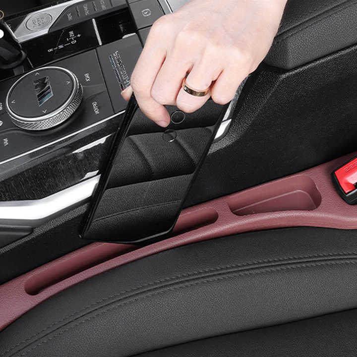 Beige Car Seat Gap Filler - 2 Pieces Car Interior Storage Organizer for Front Seat Seam