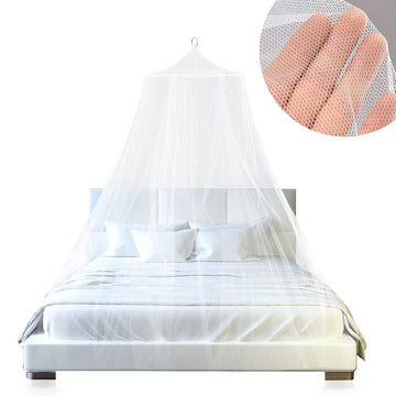 White Hanging Princess Bed Canopy Mosquito Net - Dome Bedding for Dorm Rooms & Bedrooms (Fits 1.8m-2m Beds) - 0