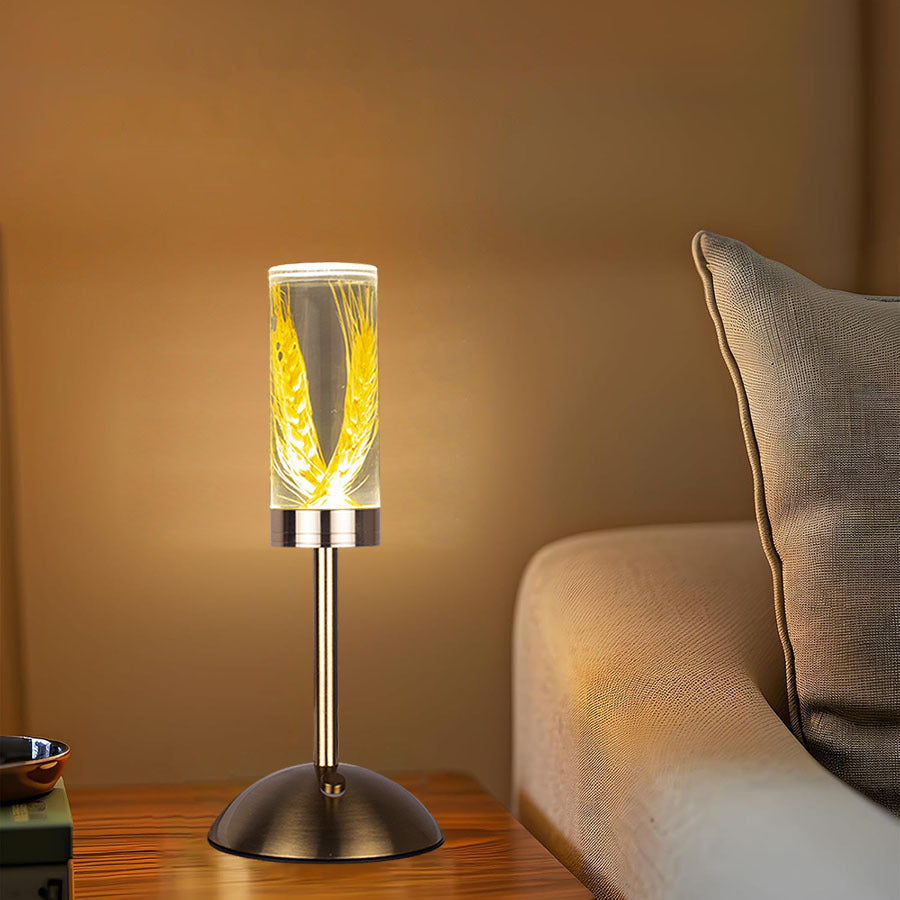 Wheat Ears Eternal Flower Acrylic Table Lamp - Color-Changing LED, USB Rechargeable, Touch Control - 0