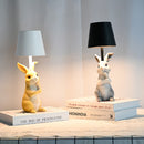 Grey Bunny Black Lampshade Adorable Rabbit Resin Table Lamp - 3-Color LED, USB Rechargeable, Touch Dimming-2
