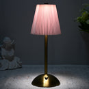 Pink Elegant Pleated Fabric Table Lamp - 3-Color LED, USB Rechargeable, Touch Dimming-1