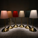 Pink Elegant Pleated Fabric Table Lamp - 3-Color LED, USB Rechargeable, Touch Dimming-3