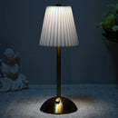 White Elegant Pleated Fabric Table Lamp - 3-Color LED, USB Rechargeable, Touch Dimming-1
