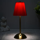 Red Elegant Pleated Fabric Table Lamp - 3-Color LED, USB Rechargeable, Touch Dimming-1