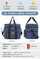 Black 23L Extra Large Insulated Cooler Bag with Double Layers - Perfect for Camping, Picnics, and Outdoor Adventures-4