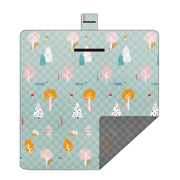 Waterproof Foldable Picnic Blanket with Green Mood Print - 200x200cm