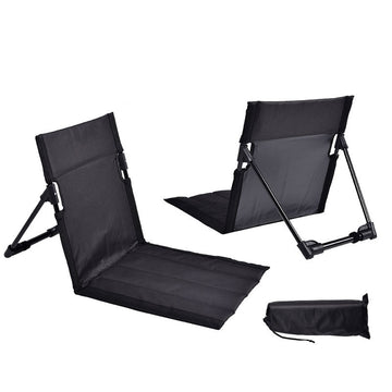 Portable Folding Beach Chair - Reclining Outdoor Seat 68x39.5x40.5cm with Carry Bag in black
