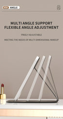 Black Large Foldable LED Makeup Mirror - Portable Desktop Vanity with 3 Color Lights, Stepless Dimming & Adjustable Stand-6