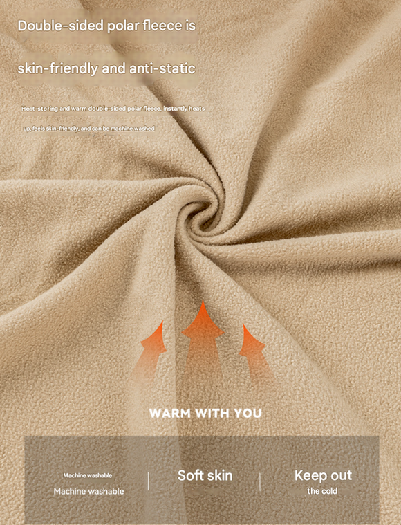 Khaki Cozy 4-in-1 Wearable Fleece Poncho Sleeping Bag - Multifunctional Camping Blanket with Detachable Hood