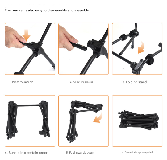 Black Lightweight Portable Camping Chair - Adjustable Height Folding Moon Chair with Breathable Mesh & Carry Bag for Outdoor, Beach, Fishing