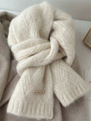 Milk White Alpaca Wool Blend Solid Color Knitted Scarf for Women Winter New Style Student High Quality Couple Woolen Neck Warmer-1