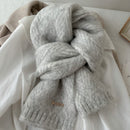 Light Grey Alpaca Wool Blend Solid Color Knitted Scarf for Women Winter New Style Student High Quality Couple Woolen Neck Warmer-1