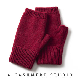 Red Color Block Cashmere Fingerless Gloves for Women Autumn Winter Outdoor Cold Protection Warm Knitted Gloves