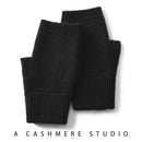 Black Color Block Cashmere Fingerless Gloves for Women Autumn Winter Outdoor Cold Protection Warm Knitted Gloves-1