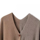Brown Pure Wool Extra Large Shawl Scarf Color Block Multi-functional Warm Cashmere Cape Poncho-4