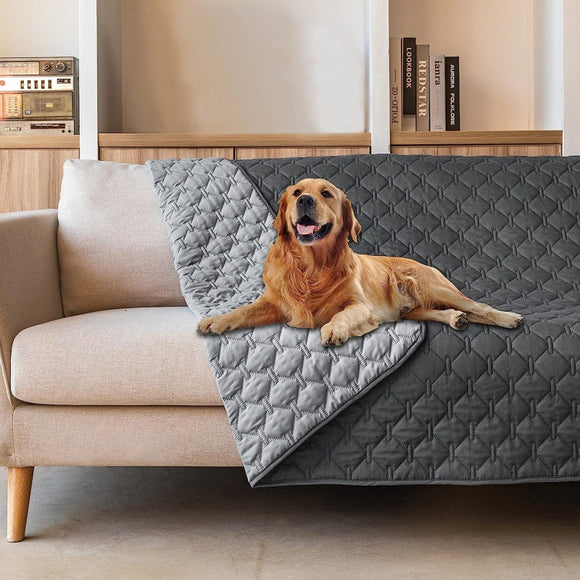 Grey 2-Sided Waterproof Pet Sofa Cover - Dog Bed Protector Blanket for Furniture, Couches & Car Seats (75x180cm, Machine Washable)