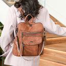 Brown Chic Women's PU Leather Convertible Backpack - Anti-Theft Design, Multi-Pocket Shoulder Bag with Tassel-8
