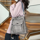Grey Chic Women's PU Leather Convertible Backpack - Anti-Theft Design, Multi-Pocket Shoulder Bag with Tassel-2