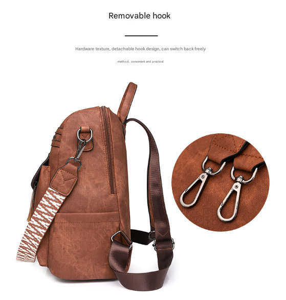 Grey Chic Women's PU Leather Convertible Backpack - Anti-Theft Design, Multi-Pocket Shoulder Bag with Tassel