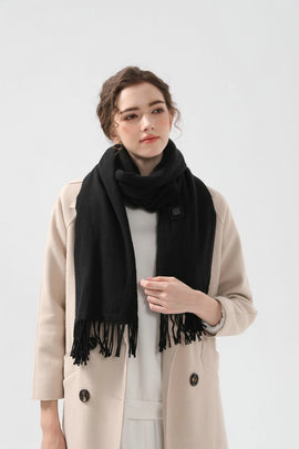 Black USB Electric Heated Scarf - 3-Level Heat Setting Winter Neck Warmer