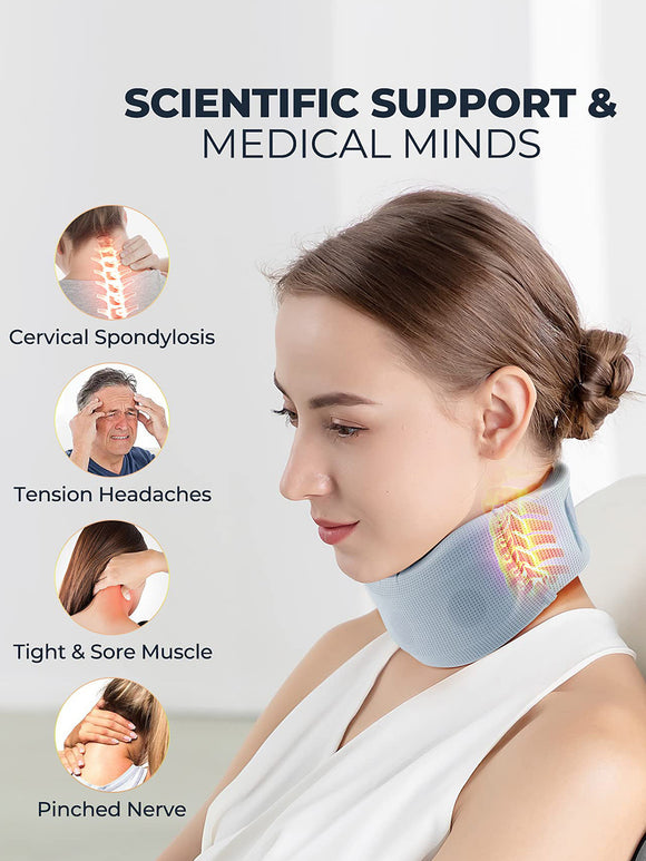 Size M Grey Ergonomic Neck Support Brace - Soft Cervical Collar for Posture Correction and Pain Relief