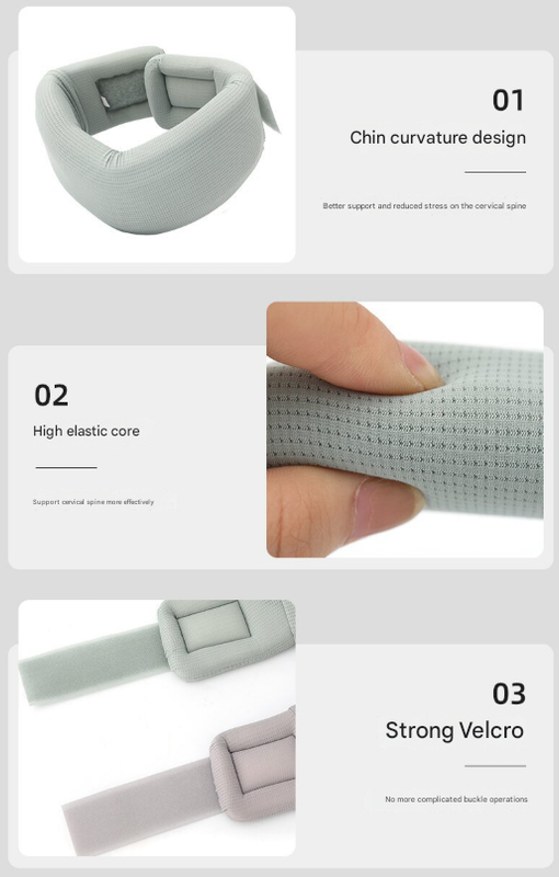 Size M Grey Ergonomic Neck Support Brace - Soft Cervical Collar for Posture Correction and Pain Relief