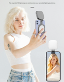 White Magnetic Foldable Selfie Light with Mirror - Rechargeable LED Fill Light for iPhone & Android Vlogging(Mobile phone is a shooting prop and is not included)-2