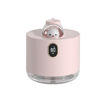 Pink Adorable Space Capsule Humidifier - Portable USB Cool Mist Maker with LED Display & Ambient Night Light
