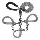 Grey 3-in-1 Tangle-Free Dog Leash for 1-3 Dogs - Heavy Duty Bungee Coupler with Reflective Stitching & Padded Handle-1
