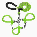 Green 3-in-1 Tangle-Free Dog Leash for 1-3 Dogs - Heavy Duty Bungee Coupler with Reflective Stitching & Padded Handle-1