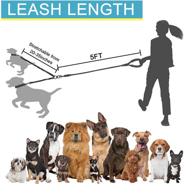 Green 3-in-1 Tangle-Free Dog Leash for 1-3 Dogs - Heavy Duty Bungee Coupler with Reflective Stitching & Padded Handle - 0