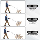 Green 3-in-1 Tangle-Free Dog Leash for 1-3 Dogs - Heavy Duty Bungee Coupler with Reflective Stitching & Padded Handle-3