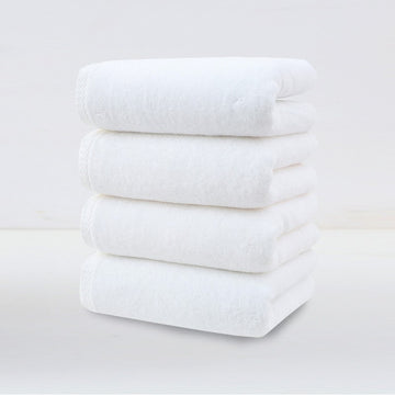 White Plush Cotton Hand Towel Set (4-Pack) - Ultra Soft, Absorbent & Quick-Drying Face Towels for Bathroom