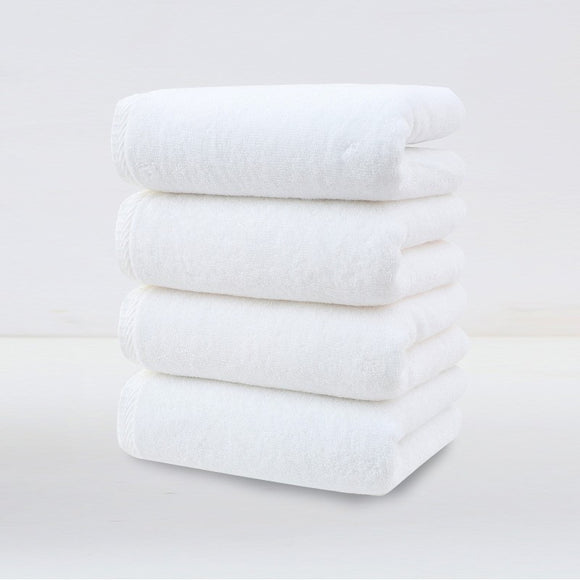 White Plush Cotton Hand Towel Set (4-Pack) - Ultra Soft, Absorbent & Quick-Drying Face Towels for Bathroom