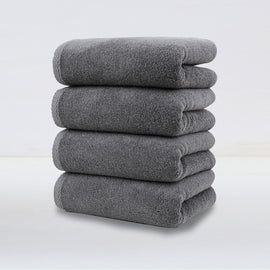 Dark Grey Plush Cotton Hand Towel Set (4-Pack) - Ultra Soft, Absorbent & Quick-Drying Face Towels for Bathroom