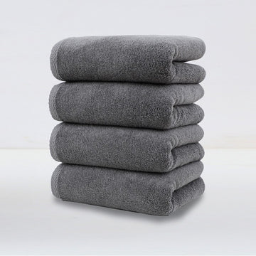 Dark Grey Plush Cotton Hand Towel Set (4-Pack) - Ultra Soft, Absorbent & Quick-Drying Face Towels for Bathroom