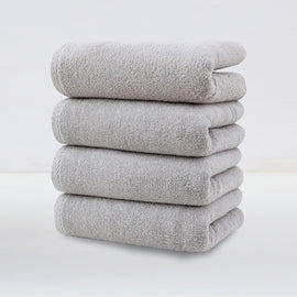 Light Grey Plush Cotton Hand Towel Set (4-Pack) - Ultra Soft, Absorbent & Quick-Drying Face Towels for Bathroom