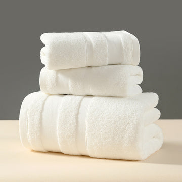 White Premium 3-Piece 100% Cotton Towel Set - Ultra Soft, Absorbent & Quick-Dry for Bathroom