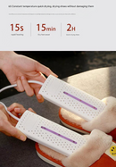 White Portable USB Shoe Dryer & Deodorizer - Constant Temperature Electric Boot Warmer with UV Sanitizer-7
