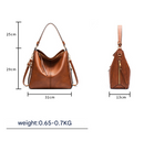 Brown Womens Soft PU Leather Hobo Bag - Large Casual Tote Handbag with Adjustable Crossbody Strap-2