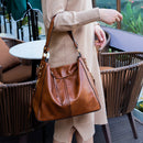 Brown Womens Soft PU Leather Hobo Bag - Large Casual Tote Handbag with Adjustable Crossbody Strap-7