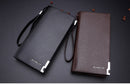 Black Men's Business Casual Long Wallet Clutch - PU Leather Large Capacity Phone & Card Holder with Wrist Strap-2