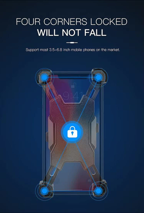 Black Secure Grip Bike Phone Mount - Adjustable 360 Rotation Bicycle Handlebar Holder, Universal Cradle for MTB & Road Cycling