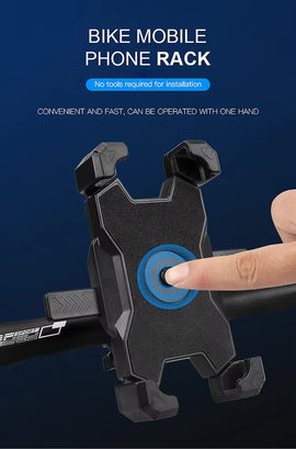 Blue and Black Secure Grip Bike Phone Mount - Adjustable 360 Rotation Bicycle Handlebar Holder, Universal Cradle for MTB & Road Cycling - 0