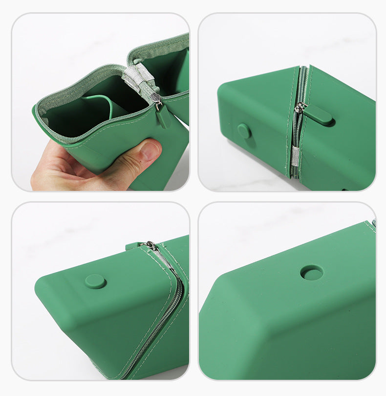 Grey Transforming Silicone Pencil Case - Stand-Up Pen Holder & Stationery Organizer