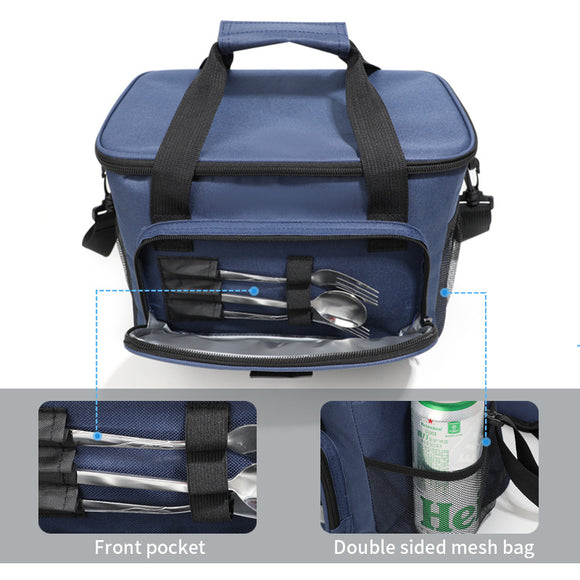 Grey Versatile Large-Capacity Picnic Insulated Bag - Detachable Shoulder Strap & Ice Pack