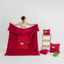 Red Little Squirrel - 2-in-1 Foldable Car Pillow Blanket - Cozy 40x40cm Pillow, Unfolds to 100x150cm Blanket for Travel and Office Naps-1