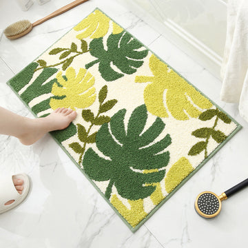 Tropical Rain Forest Jacquard Bathroom Mat - Super Absorbent Non-Slip Rug (40x60cm), Toilet Floor Mat for Bathroom/Bedroom/Entryway