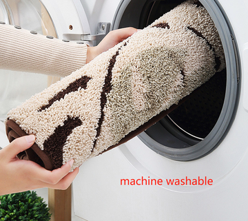 Leaves Jacquard Bathroom Mat - Super Absorbent Non-Slip Rug (40x60cm), Toilet Floor Mat for Bathroom/Bedroom/Entryway - 0