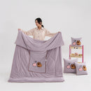 Light Pink Kapybara - 2-in-1 Foldable Car Pillow Blanket - Cozy 40x40cm Pillow, Unfolds to 100x150cm Blanket for Travel and Office Naps-1